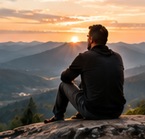 Noah looking across the mountains