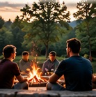 People gathered around a campfire